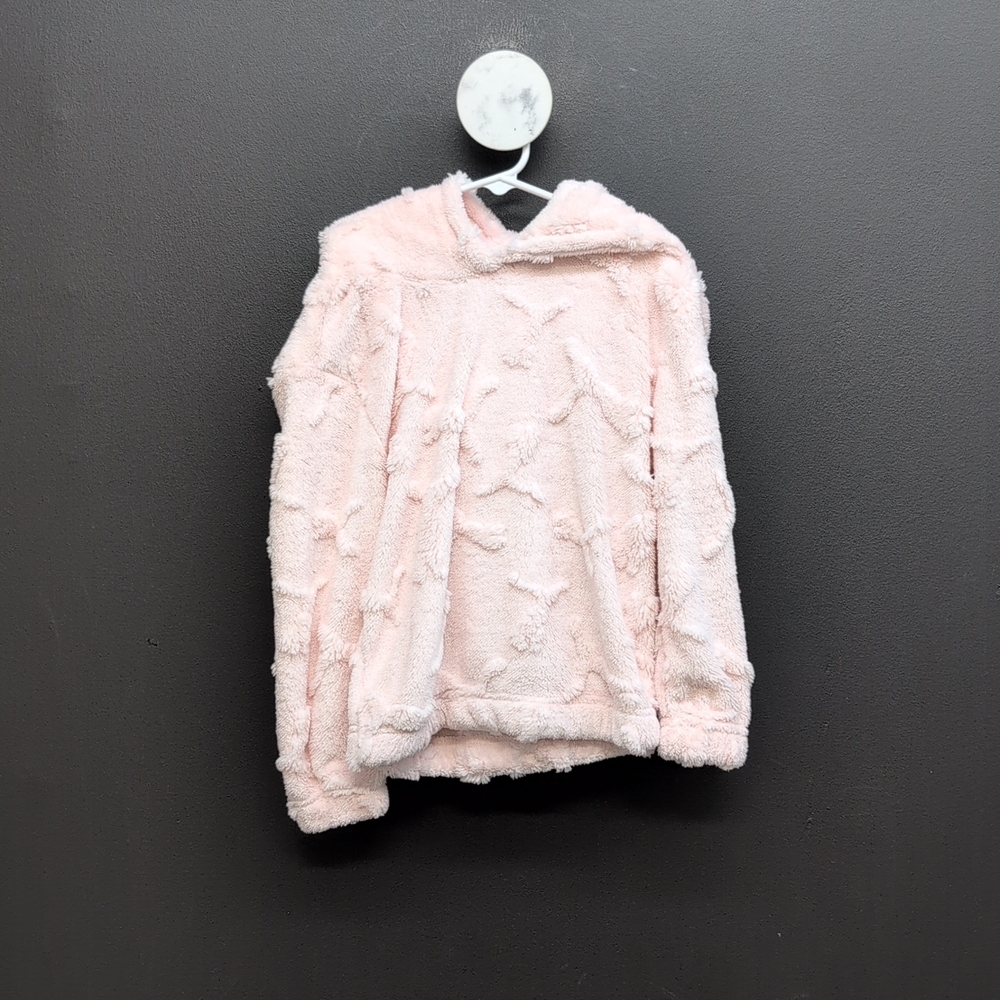 Puma Embossed Sherpa Pullover Girl's Logo Fleece Hoodie 6X Pastel Pink